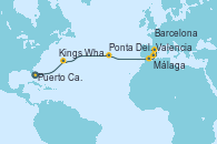 Visitando Puerto Cañaveral (Florida), Kings Wharf (Bermudas), Ponta Delgada (Azores), Málaga, Valencia, Barcelona