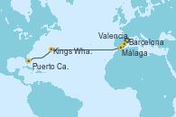 Visitando Barcelona, Valencia, Málaga, Las Palmas de Gran Canaria (España), Kings Wharf (Bermudas), Puerto Cañaveral (Florida)