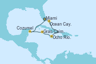 Visitando Miami (Florida/EEUU), Ocean Cay MSC Marine Reserve (Bahamas), Ocho Ríos (Jamaica), Gran Caimán (Islas Caimán), Cozumel (México), Miami (Florida/EEUU)