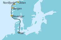 Visitando Kiel (Alemania), Bergen (Noruega), Nordfjordeid, Olden (Noruega), Stavanger (Noruega), Kiel (Alemania)