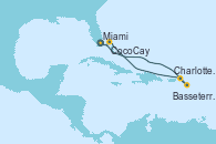 Visitando Miami (Florida/EEUU), Basseterre (Antillas), Charlotte Amalie (St. Thomas), CocoCay (Bahamas), Miami (Florida/EEUU)
