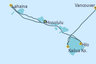 Visitando Honolulu (Hawai), Lahaina  (Hawai), Lahaina  (Hawai), Hilo (Hawai), Kailua Kona (Hawai/EEUU), Kailua Kona (Hawai/EEUU), Vancouver (Canadá)