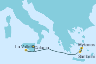 Visitando Taranto (Italia), Catania (Sicilia), La Valletta (Malta), Mykonos (Grecia), Santorini (Grecia), Taranto (Italia)