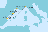 Visitando Savona (Italia), Marsella (Francia), Barcelona, Valencia, Savona (Italia)