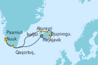 Visitando Reykjavik (Islandia), Djupivogur (Islandia), Akureyri (Islandia), Ísafjörður (Islandia), Qaqortoq, Greeland, Paamiut (Groenlandia), Nuuk (Groenlandia), Reykjavik (Islandia)