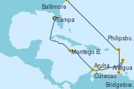 Visitando Tampa (Florida), Montego Bay (Jamaica), Aruba (Antillas), Curacao (Antillas), Bridgetown (Barbados), Antigua (Antillas), Philipsburg (St. Maarten), Baltimore (Maryland)