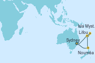 Visitando Sydney (Australia), Nouméa (Nueva Caledonia), Lifou (Isla Loyalty/Nueva Caledonia), Isla Mystery (Vanuatu), Sydney (Australia)