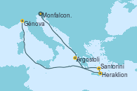 Visitando Monfalcone (Venecia/Italia), Argostoli (Grecia), Heraklion (Creta), Santorini (Grecia), Génova (Italia)