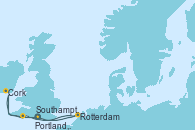 Visitando Southampton (Inglaterra), Rotterdam (Holanda), Cork (Irlanda), Portland, Dorset (Reino Unido), Southampton (Inglaterra)