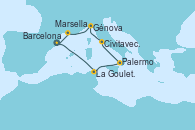 Visitando Barcelona, La Goulette (Tunez), Palermo (Italia), Civitavecchia (Roma), Génova (Italia), Marsella (Francia), Barcelona