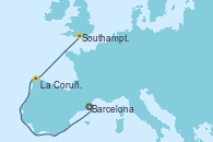 Visitando Barcelona, La Coruña (Galicia/España), Southampton (Inglaterra)