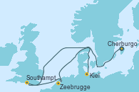 Visitando Cherburgo (Francia), Southampton (Inglaterra), Zeebrugge (Bruselas), Kiel (Alemania)