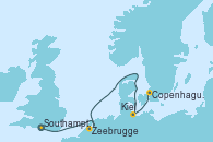 Visitando Southampton (Inglaterra), Zeebrugge (Bruselas), Kiel (Alemania), Copenhague (Dinamarca)