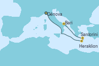 Visitando Génova (Italia), Heraklion (Creta), Santorini (Grecia), Bari (Italia)