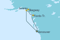 Visitando Vancouver (Canadá), Juneau (Alaska), Skagway (Alaska), Fiordo Tracy Arm (Alaska), Vancouver (Canadá)