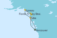 Visitando Vancouver (Canadá), Sitka (Alaska), Juneau (Alaska), Icy Strait Point (Alaska), Fiordo Tracy Arm (Alaska), Vancouver (Canadá)