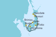 Visitando Tokio (Japón), Kyoto (Japón), Kyoto (Japón), Hiroshima (Japón), Busán (Corea del Sur), Aomori (Japón), Hakodate (Japón), Shimizu (Japón), Tokio (Japón)