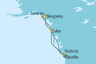 Visitando Seattle (Washington/EEUU), Sitka (Alaska), Skagway (Alaska), Juneau (Alaska), Victoria (Canadá), Seattle (Washington/EEUU)
