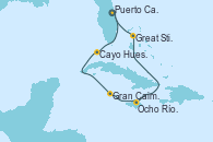 Visitando Puerto Cañaveral (Florida), Cayo Hueso (Key West/Florida), Gran Caimán (Islas Caimán), Ocho Ríos (Jamaica), Great Stirrup Cay (Bahamas), Puerto Cañaveral (Florida)