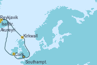 Visitando Southampton (Inglaterra), Cork (Irlanda), Reykjavik (Islandia), Ísafjörður (Islandia), Akureyri (Islandia), Kirkwall (Escocia), Southampton (Inglaterra)
