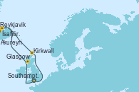 Visitando Southampton (Inglaterra), Glasgow (Escocia), Reykjavik (Islandia), Ísafjörður (Islandia), Akureyri (Islandia), Kirkwall (Escocia), Southampton (Inglaterra)