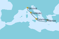 Visitando Atenas (Grecia), Palermo (Italia), Civitavecchia (Roma), Génova (Italia)