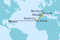 Visitando Miami (Florida/EEUU), La Palma (Islas Canarias/España), Santa Cruz de Tenerife (España), Málaga, Alicante (España), Barcelona