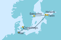 Visitando Kiel (Alemania), Copenhague (Dinamarca), Tallin (Estonia), Helsinki (Finlandia), Estocolmo (Suecia)