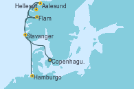 Visitando Copenhague (Dinamarca), Hellesylt (Noruega), Aalesund (Noruega), Flam (Noruega), Stavanger (Noruega), Hamburgo (Alemania)