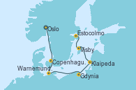Visitando Oslo (Noruega), Copenhague (Dinamarca), Warnemunde (Alemania), Gdynia (Polonia), Klaipeda (Lituania), Visby (Suecia), Estocolmo (Suecia)