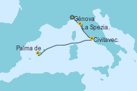 Visitando Génova (Italia), La Spezia, Florencia y Pisa (Italia), Civitavecchia (Roma), Palma de Mallorca (España)