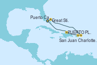 Visitando Puerto Cañaveral (Florida), Great Stirrup Cay (Bahamas), Charlotte Amalie (St. Thomas), San Juan (Puerto Rico), Puerto Plata, Republica Dominicana, Puerto Cañaveral (Florida)