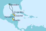 Visitando Galveston (Texas), Costa Maya (México), Harvest Caye (Belize), Roatán (Honduras), Cozumel (México), Galveston (Texas)