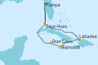 Visitando Tampa (Florida), Cayo Hueso (Key West/Florida), Labadee (Haiti), Falmouth (Jamaica), Gran Caimán (Islas Caimán), Tampa (Florida)