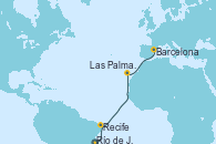 Visitando Río de Janeiro (Brasil), Recife (Brasil), Las Palmas de Gran Canaria (España), Barcelona