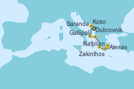 Visitando Dubrovnik (Croacia), Kotor (Montenegro), Gallipoli (Italia), Sarande (Albania), Zakinthos (Grecia), Nafplion (Grecia), Atenas (Grecia)
