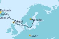 Visitando Reykjavik (Islandia), Ísafjörður (Islandia), Akureyri (Islandia), Vopnafjorour (Islandia), Kirkwall (Escocia), Dover (Inglaterra)