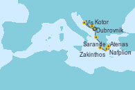 Visitando Dubrovnik (Croacia), Vis (Croacia), Kotor (Montenegro), Sarande (Albania), Zakinthos (Grecia), Nafplion (Grecia), Atenas (Grecia)