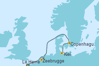 Visitando Le Havre (Francia), Zeebrugge (Bruselas), Copenhague (Dinamarca), Kiel (Alemania)