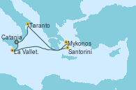 Visitando Catania (Sicilia), La Valletta (Malta), Mykonos (Grecia), Santorini (Grecia), Taranto (Italia), Catania (Sicilia)