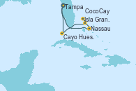 Visitando Tampa (Florida), Nassau (Bahamas), Isla Gran Bahama (Florida/EEUU), CocoCay (Bahamas), Cayo Hueso (Key West/Florida), Tampa (Florida)