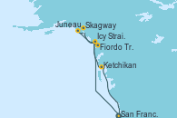 Visitando San Francisco (California/EEUU), Icy Strait Point (Alaska), Juneau (Alaska), Skagway (Alaska), Fiordo Tracy Arm (Alaska), Ketchikan (Alaska), Prince Rupert (Canadá), San Francisco (California/EEUU)