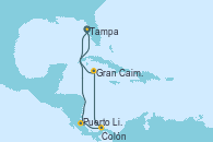 Visitando Tampa (Florida), Puerto Limón (Costa Rica), Colón (Panamá), Gran Caimán (Islas Caimán), Tampa (Florida)