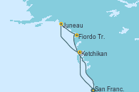 Visitando San Francisco (California/EEUU), Ketchikan (Alaska), Haines (Alaska), Juneau (Alaska), Fiordo Tracy Arm (Alaska), Prince Rupert (Canadá), San Francisco (California/EEUU)