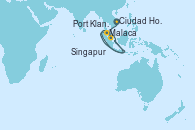 Visitando Ciudad Ho Chi Minh (Vietnam), Ciudad Ho Chi Minh (Vietnam), Port Klang (Malasia), Malaca (Malasia), Singapur