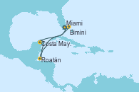 Visitando Miami (Florida/EEUU), Roatán (Honduras), Costa Maya (México), Bimini (Bahamas), Miami (Florida/EEUU)