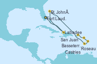 Visitando Fort Lauderdale (Florida/EEUU), Labadee (Haiti), St. John´s (Antigua y Barbuda), Roseau (Dominica), Castries (Santa Lucía/Caribe), Basseterre (Antillas), San Juan (Puerto Rico)