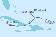 Visitando Fort Lauderdale (Florida/EEUU), Cayo Hueso (Key West/Florida), Labadee (Haiti), Gran Caimán (Islas Caimán), Fort Lauderdale (Florida/EEUU)