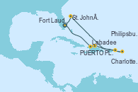 Visitando Fort Lauderdale (Florida/EEUU), Labadee (Haiti), Puerto Plata, Republica Dominicana, Charlotte Amalie (St. Thomas), Philipsburg (St. Maarten), St. John´s (Antigua y Barbuda), Fort Lauderdale (Florida/EEUU)