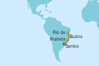 Visitando Santos (Brasil), Buzios (Brasil), Río de Janeiro (Brasil), Ilhabela (Brasil), Santos (Brasil)
